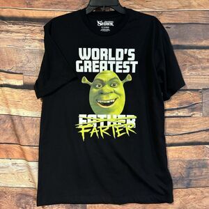 New Shrek Worlds Greatest Farter T Shirt Mens M Black Graphic Tee Fathers Day